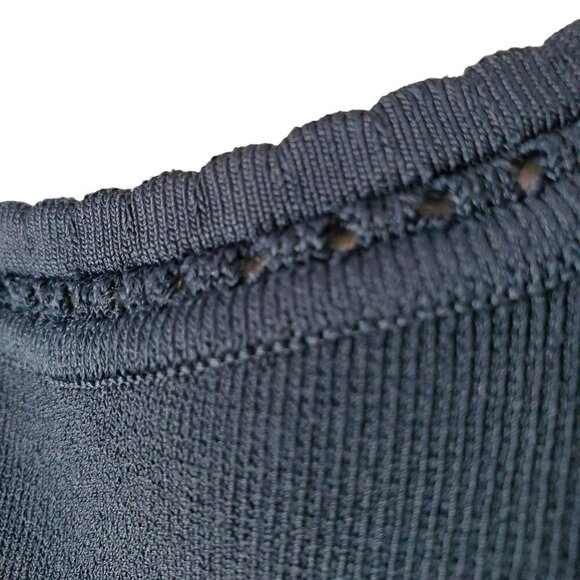 Y2K Diane Von Furstenberg Knit Dress Blue Fit Flare Scoop Neck Cap Slv Women S/M - Picture 7 of 10